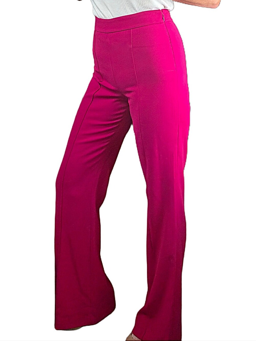 NWT. ALICE & OLIVIA Dylan High Rise Pant In Raspberry - Picture 7 of 12